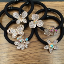 Korean high elastic leather band Rhinestone hair ring Diamond hair rope Hair accessories 2 yuan store stall jewelry store supply
