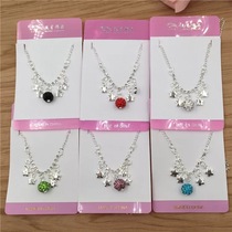 Color diamond ball clavicle chain female multi pendant necklace student jewelry 2 yuan store source Yiwu small commodity gifts