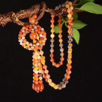 Jiu Gong jewelry Xinjiang Urhe gold silk jade surface seed material colorful sweater chain with chain 6mm round beads 68 yuan