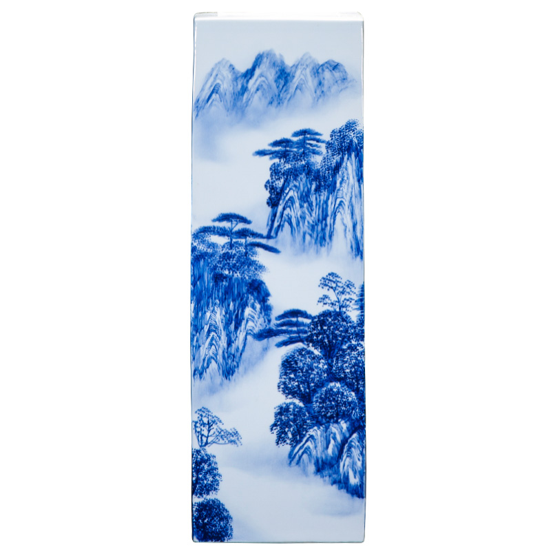 Hand - made of Hand - made of tungs mesa of hometown square vase of blue and white porcelain of jingdezhen ceramics furnishing articles study calligraphy and painting is received