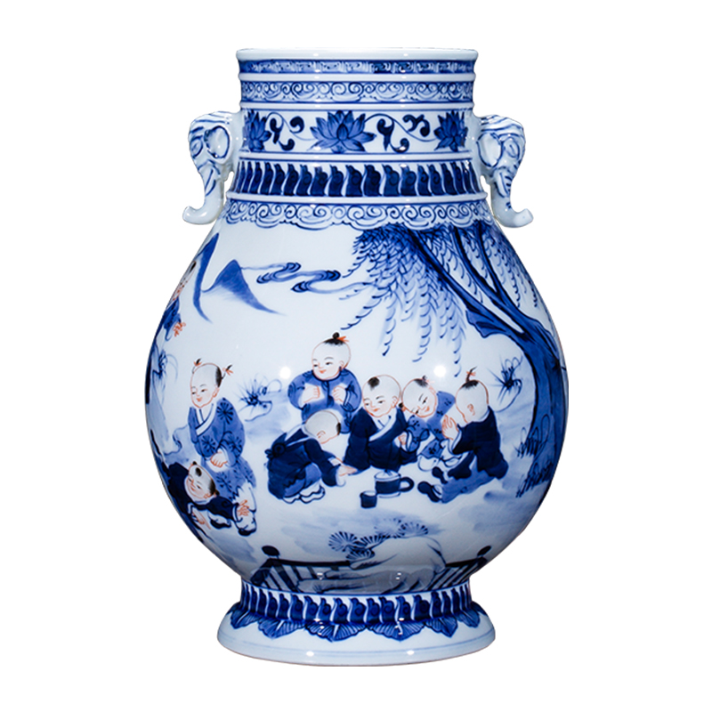 Jingdezhen ceramic handicraft furnishing articles sitting room flower arranging new Chinese style antique porcelain home decoration of blue and white porcelain vase