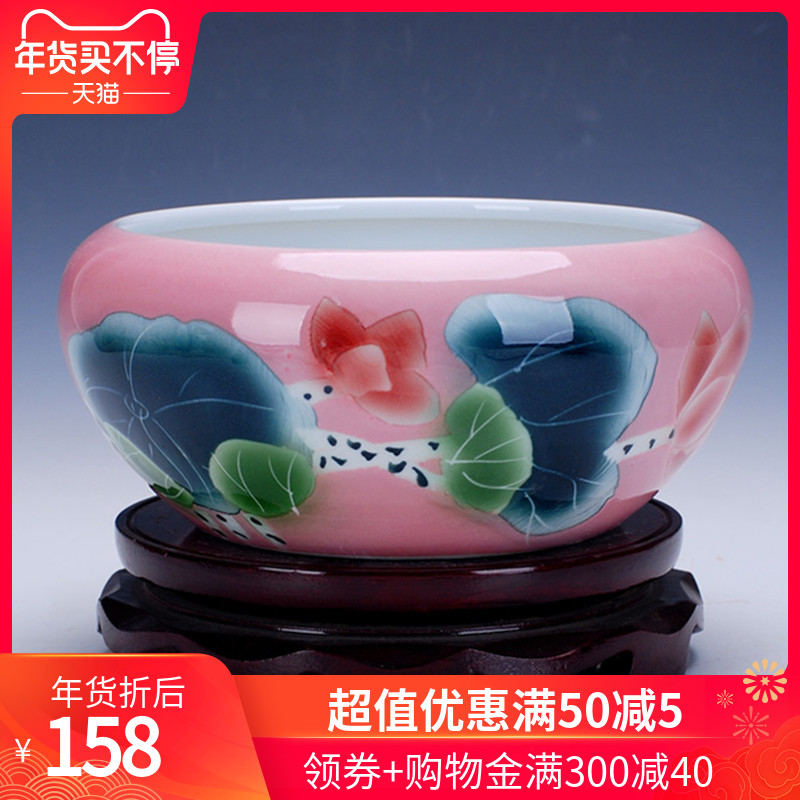 Little gold fish tank water lily basin bowl 168 jingdezhen ceramic lotus lotus tortoise cylinder aquarium writing brush washer from fish bowl