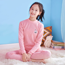 Female childrens autumn clothes and trousers set students cotton junior high school students young girls thermal underwear girls cotton sweater