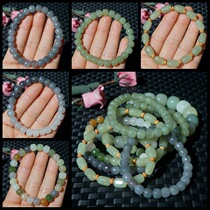 Natural male Lady Hetian jade bracelet Green White Jade Jasper yellow mouth material with the original stone hand Chuan old Xingzhu