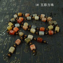 Natural Xinjiang Gobi jade necklace Karamay Urhe gold silk jade stone necklace rough wool chain