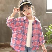 Girl Fall Slim Shirt 2021 New CUHK Children Han Version Long Sleeve Jacket Elementary School Kids Anti-Spring Dress Lining Clothes