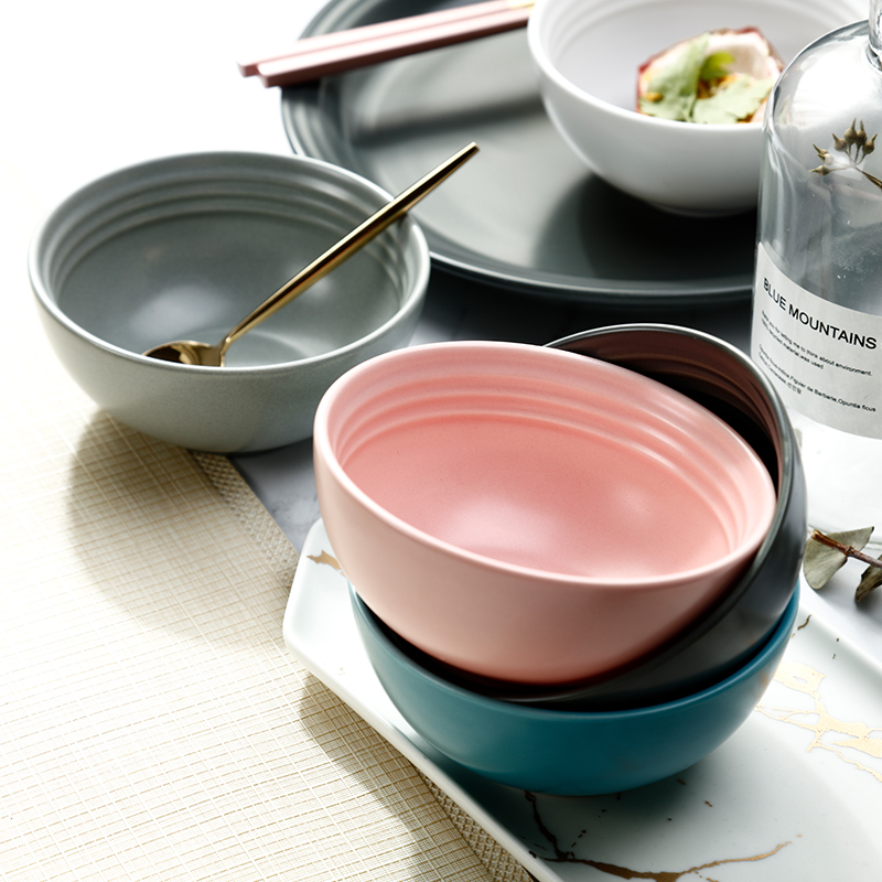 Nordic Japanese - style tableware 4.5 inch creative ceramic bowl of rice bowls pure color Japanese small bowl dessert salad bowl of soup bowl