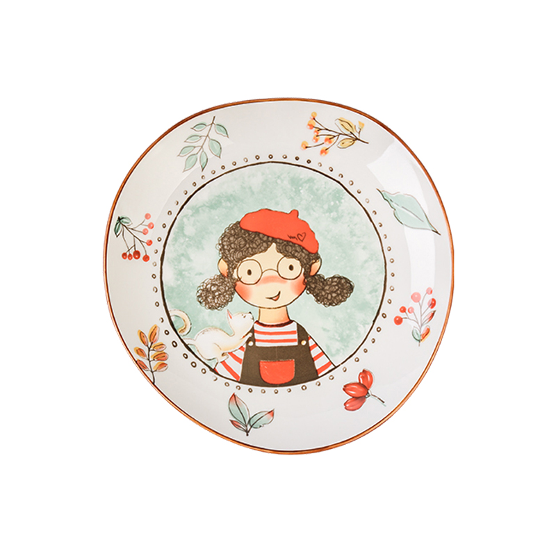 Fairy by Tate forest under the glaze color Japanese creative lovely dishes tableware household rice bowls ceramic disk bowl of food dish