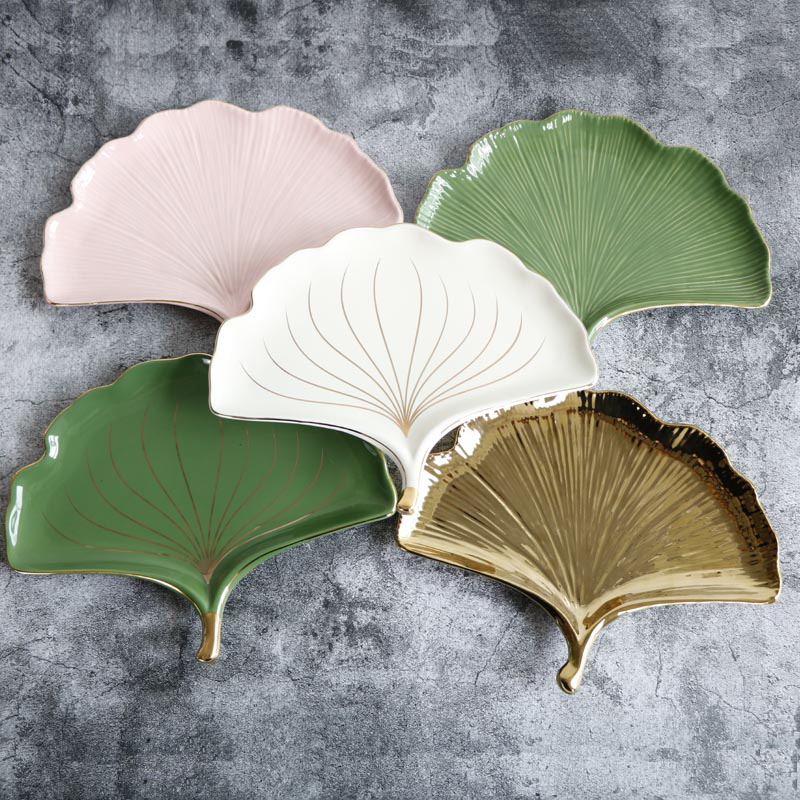 Up Phnom penh, ginkgo biloba ceramic snack dish plate to receive dish household example room soft adornment ornament furnishing articles