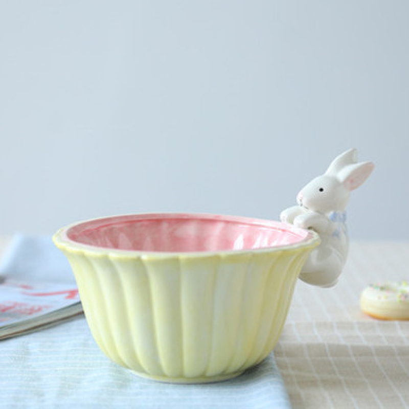 Jingdezhen ceramic salad bowl cartoon express to use rabbit dessert fruit salad dim sum dishes snacks in your job