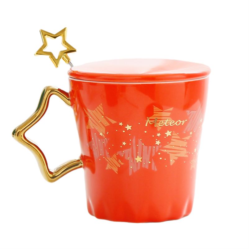 Light small European - style key-2 luxury key-2 luxury constellation ceramic cup golden ultimately responds a cup of big capacity with cover the dormitory office keller