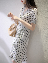 French elegant style Paper Mans thin effect a wrap-up print element long dress