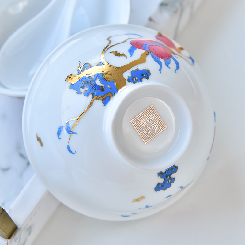 Jingdezhen flagship store of Chinese ceramic household to eat bread and butter plate of a single rainbow such as bowl bowl free collocation with cutlery set