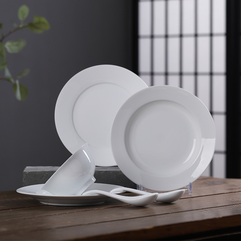 Jingdezhen flagship store of Chinese ceramic dishes suit white porcelain tableware household eat bowl dish dish soup bowl