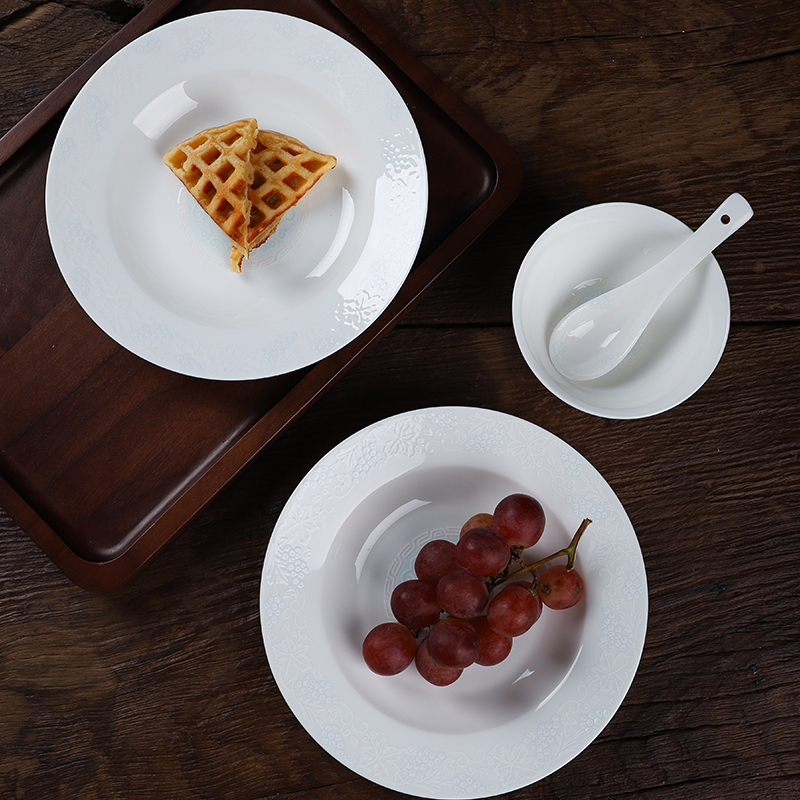 White porcelain tableware of pottery and porcelain of jingdezhen flagship store suit household contracted bowl dish dish combination of key-2 luxury north ou feng