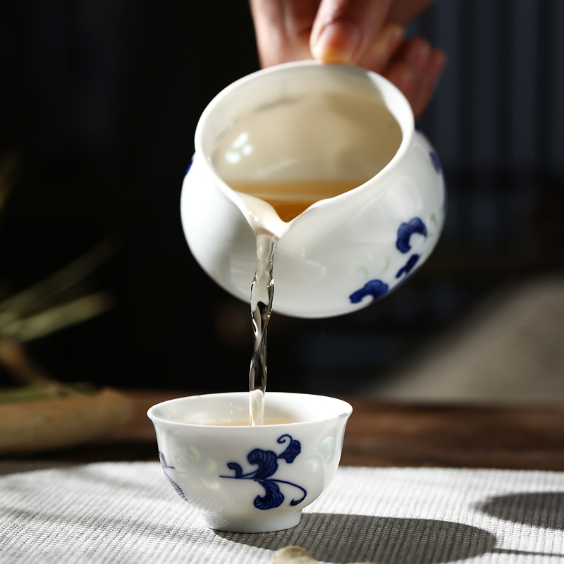 Jingdezhen official store hand - made porcelain and exquisite ceramic kung fu tea set white porcelain teapot teacup