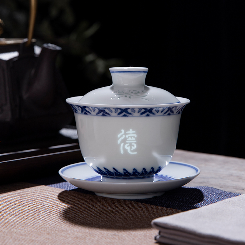 Jingdezhen flagship store only hand - made porcelain and exquisite three tureen suit large white porcelain kung fu tea cups