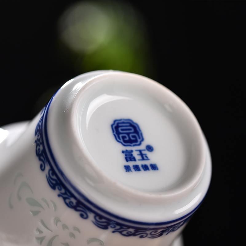 Jingdezhen blue and white porcelain flagship store Chinese style restoring ancient ways of household kung fu tea set reasonable teapot single CPU)