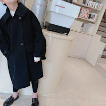 South Korean childrens clothing Childrens double face cashmere coat 2021 Winter new boy girl loose CUHK Scout jacket