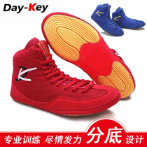 Professional training wrestling shoes Children sanda special shoes Mens and womens soft-soled high-top boxing shoes Chinese wrestling shoes