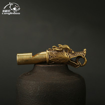 Handmade brass faucet whistle car keychain pendant for men and women Outdoor Survival whistle necklace bag pendant