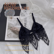 Welfare pure desire wind ultra-thin small chest gathered sexy suspender lace female bra deep V bra non-returnable