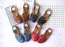 No repentance for life more than 100 USD Bull Stock Big Foot Warm Big Code Genuine Leather Baotou Flat-bottomed Sandal