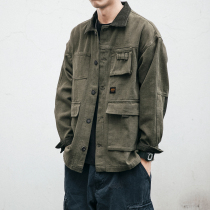 Day Series Retro Tooling Jacket Mens Spring And Autumn Money Loose Light Core Suede Collar Blouses Korean Version Trend Casual Jacket Tide