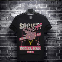 Social pig summer couple hot diamond boy short sleeve T-shirt men half sleeve round neck size long sleeve T-shirt women