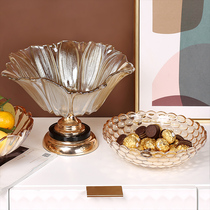 Glass Crystal Fruit Pan Snack Pan Creative Eu Style Modern Living Room Tea Table Home Plate Large double layer of fruit tray