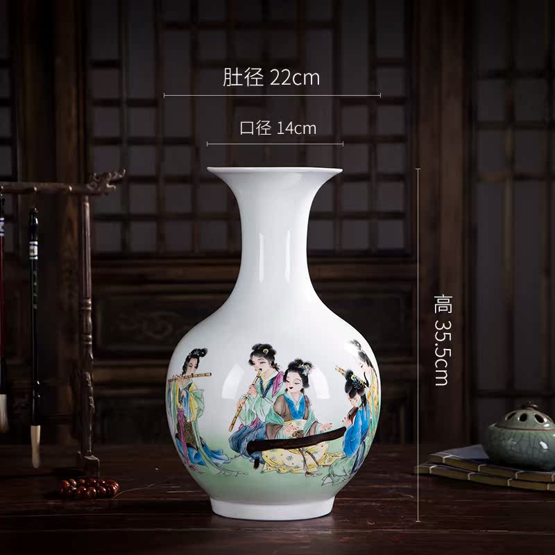 Huai embellish, jingdezhen ceramic vase hand - made painting figures whistling, jade the feixianguan classical fashion home decoration vase