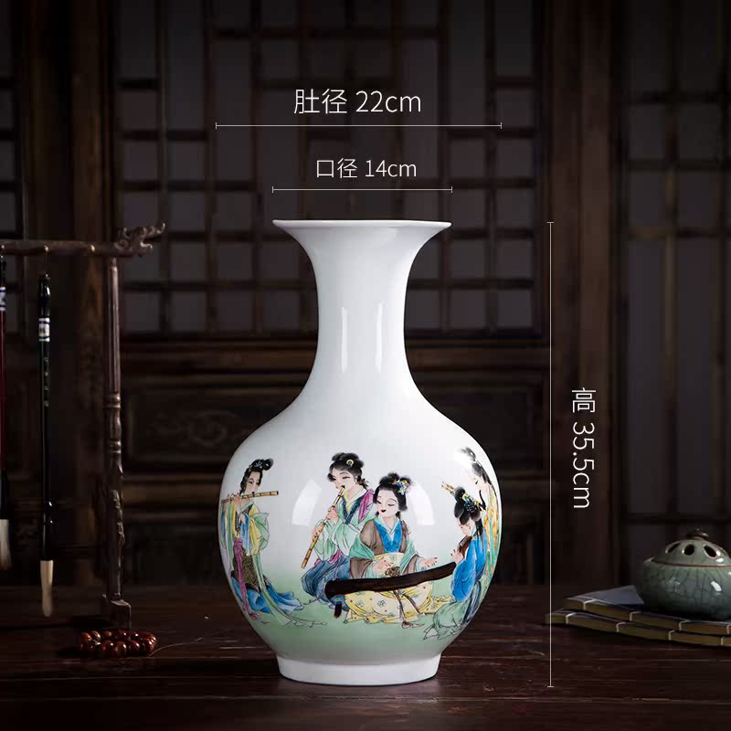 Huai embellish, jingdezhen ceramic vase hand - made painting figures whistling, jade the feixianguan classical fashion home decoration vase