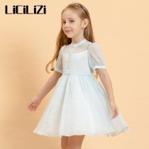 LiCiLiZi particle girl light green dress short-sleeved net super fairy bubble sleeve princess dress birthday dress