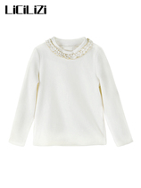 LiCiLiZi particle girl white lace collar long-sleeved velvet T-shirt 2022 spring and autumn new top