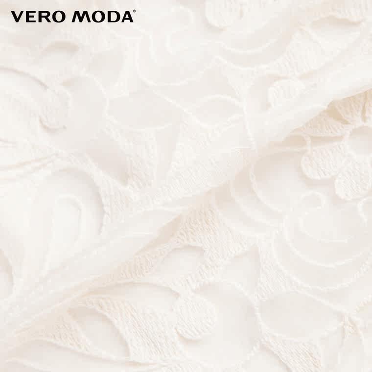5折Vero Moda钉珠装饰短袖透视短蕾丝衫|315241016