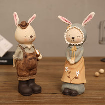 Cute Bunny couple pendulum piece a pair of room bedroom living decorations kindergarten healing objects