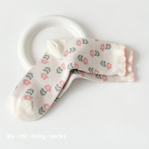Spring and Autumn Pink Pink Double Road Lovely Mulho Load Lace Lace-in-Lace Socks Han Xiaoxing New Socks