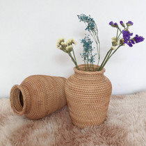 Vietnamese rattan woven handicrafts vase Living room household Nordic flower plug dried flower props Decorative gift pendulum