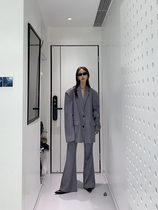 American FUZZYKON profile texture OVERSIZE autumn loose shoulder pad jacket gray and black