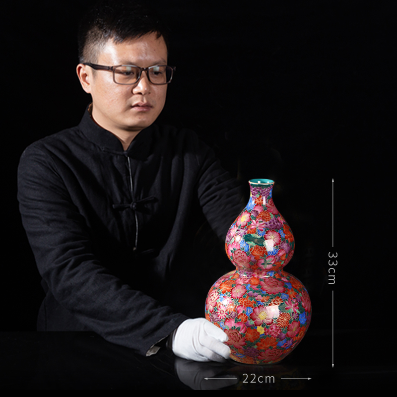 Jia lage jingdezhen ceramics imitation the qing qianlong wire inlay enamel see colour gourd vases, sitting room of Chinese style crafts