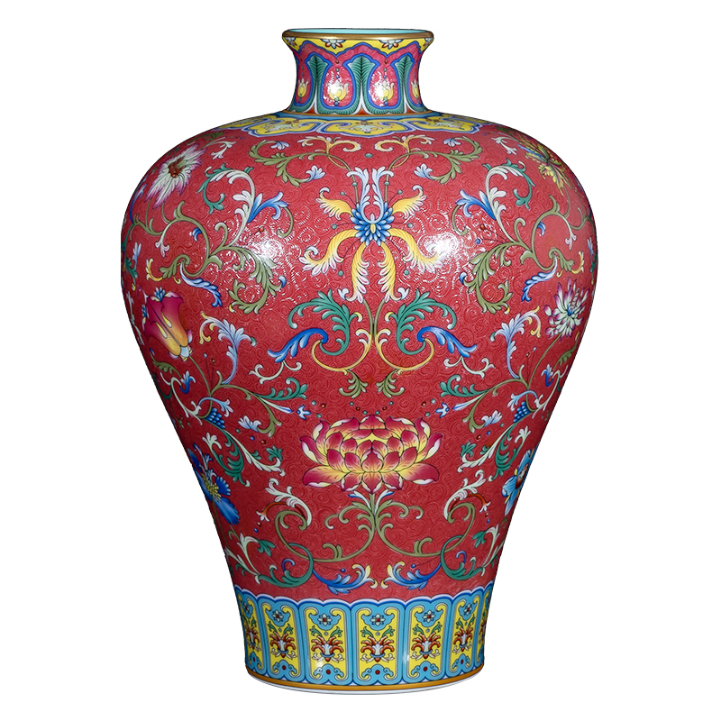 Jia lage jingdezhen YangShiQi master the qing qianlong palace ceramics vase and name purple lotus design grain mei bottle