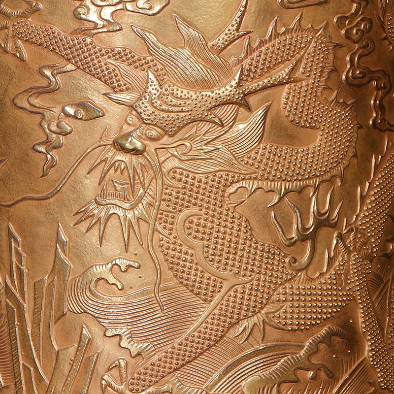 Jia lage jingdezhen ceramics YangShiQi pure gold dragon carving "four appliance stationery pen container study furnishing articles