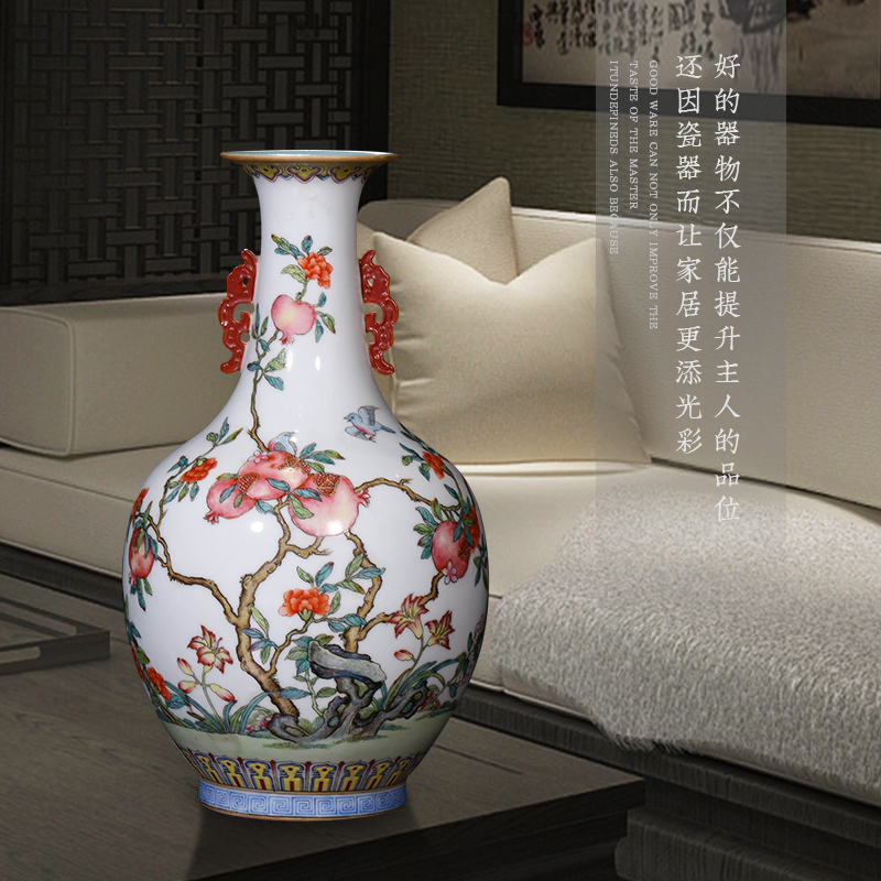 Master jia lage jingdezhen ceramics YangShiQi antique hand - made pastel glass vase with a dragon vase key-2 luxury furnishing articles