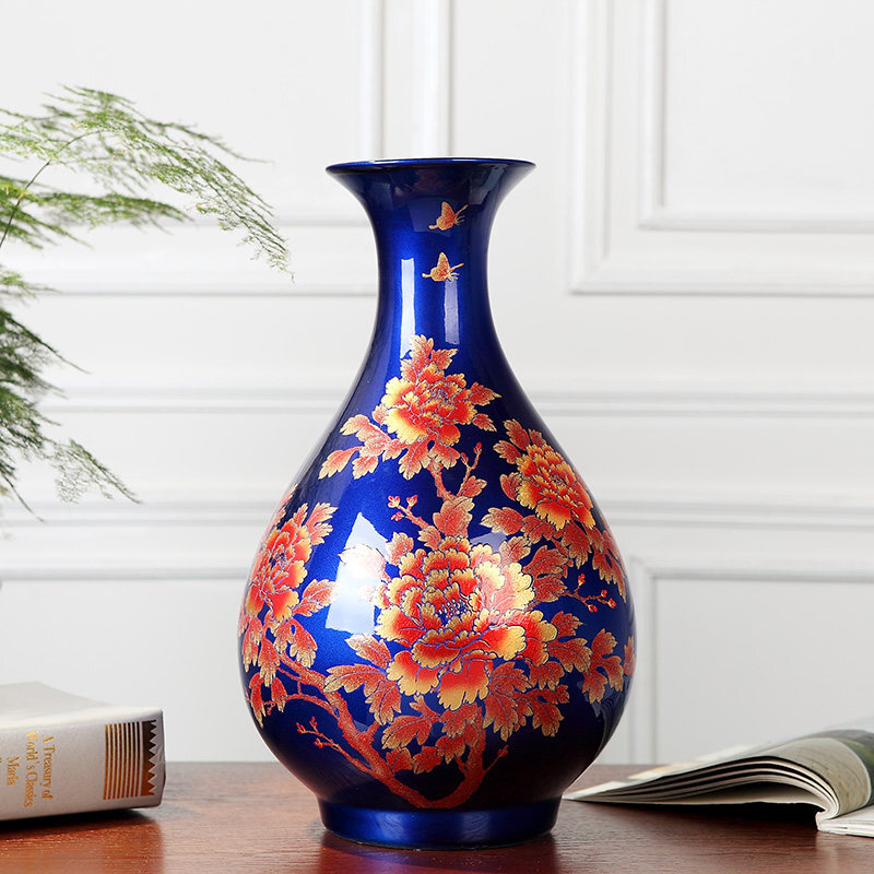 Jingdezhen ceramics vase big red crystal glaze vase furnishing articles furnishing articles blooming flowers festival gifts