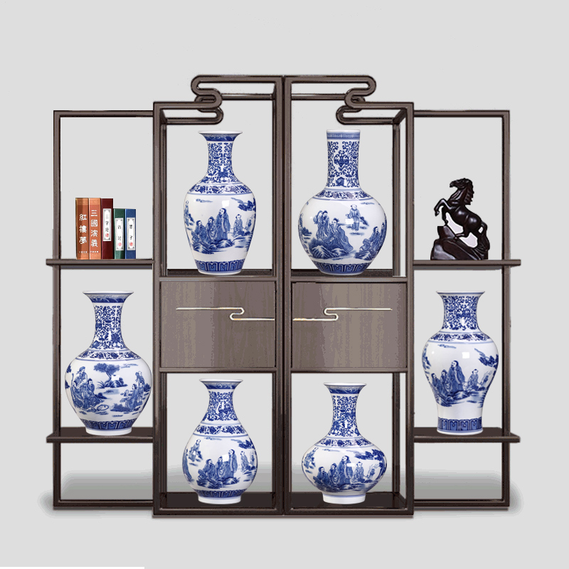 The Vase of jingdezhen blue and white porcelain vases, pottery and porcelain Vase archaize lotus flower grain character design ceramic bottle furnishing articles