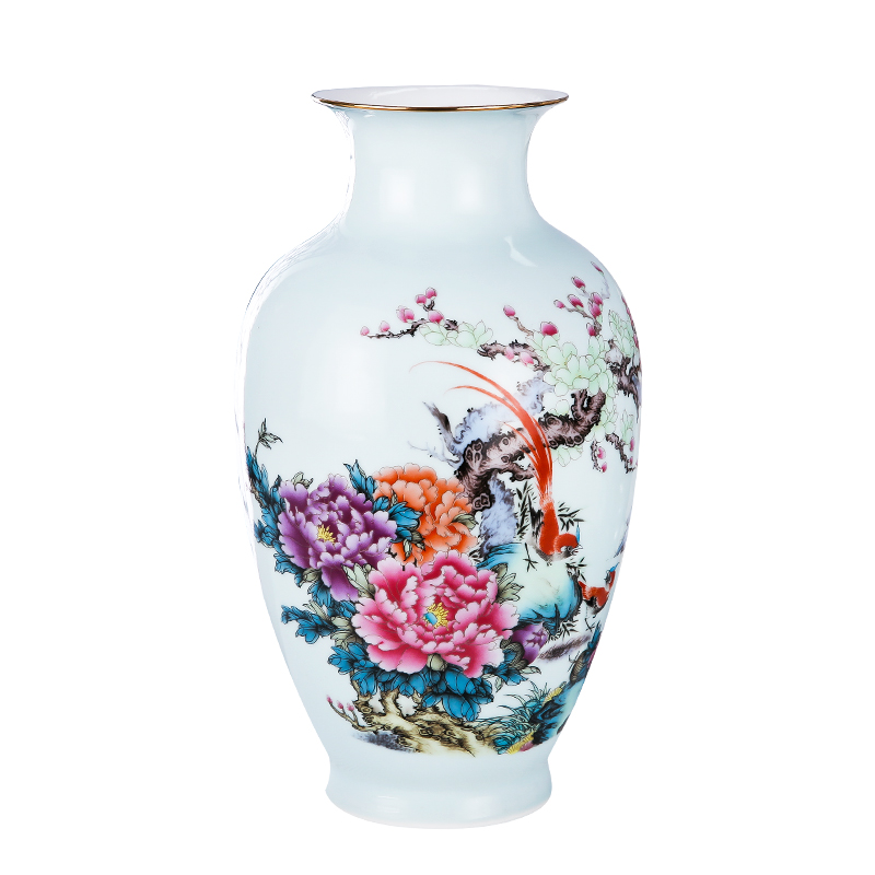 Jingdezhen ceramics enamel vase thin foetus pervious to light ceramic vase vases, rich ancient frame porch decorate furnishing articles