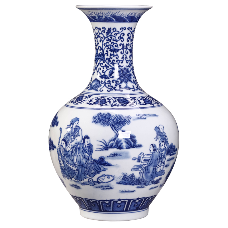 The Vase of jingdezhen blue and white porcelain vases, pottery and porcelain Vase archaize lotus flower grain character design ceramic bottle furnishing articles