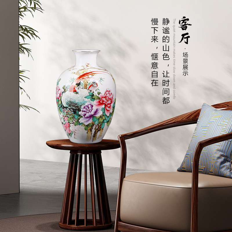 New Chinese style ceramics jingdezhen blue and white porcelain vase and furnishing articles rich ancient frame sitting room porch flower decorations