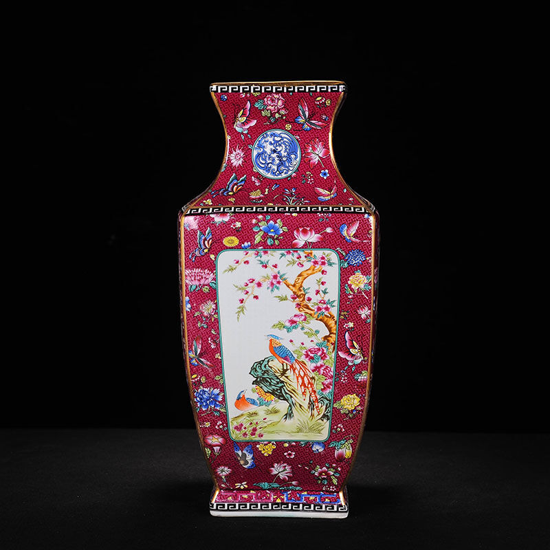 Jingdezhen ceramics imitation antique vase enamel powder enamel craft porcelain decorative furnishing articles