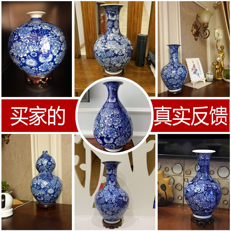 Antique hand - made vases, jingdezhen ceramics blue and white porcelain vases, the sitting room of Chinese style household adornment handicraft furnishing articles